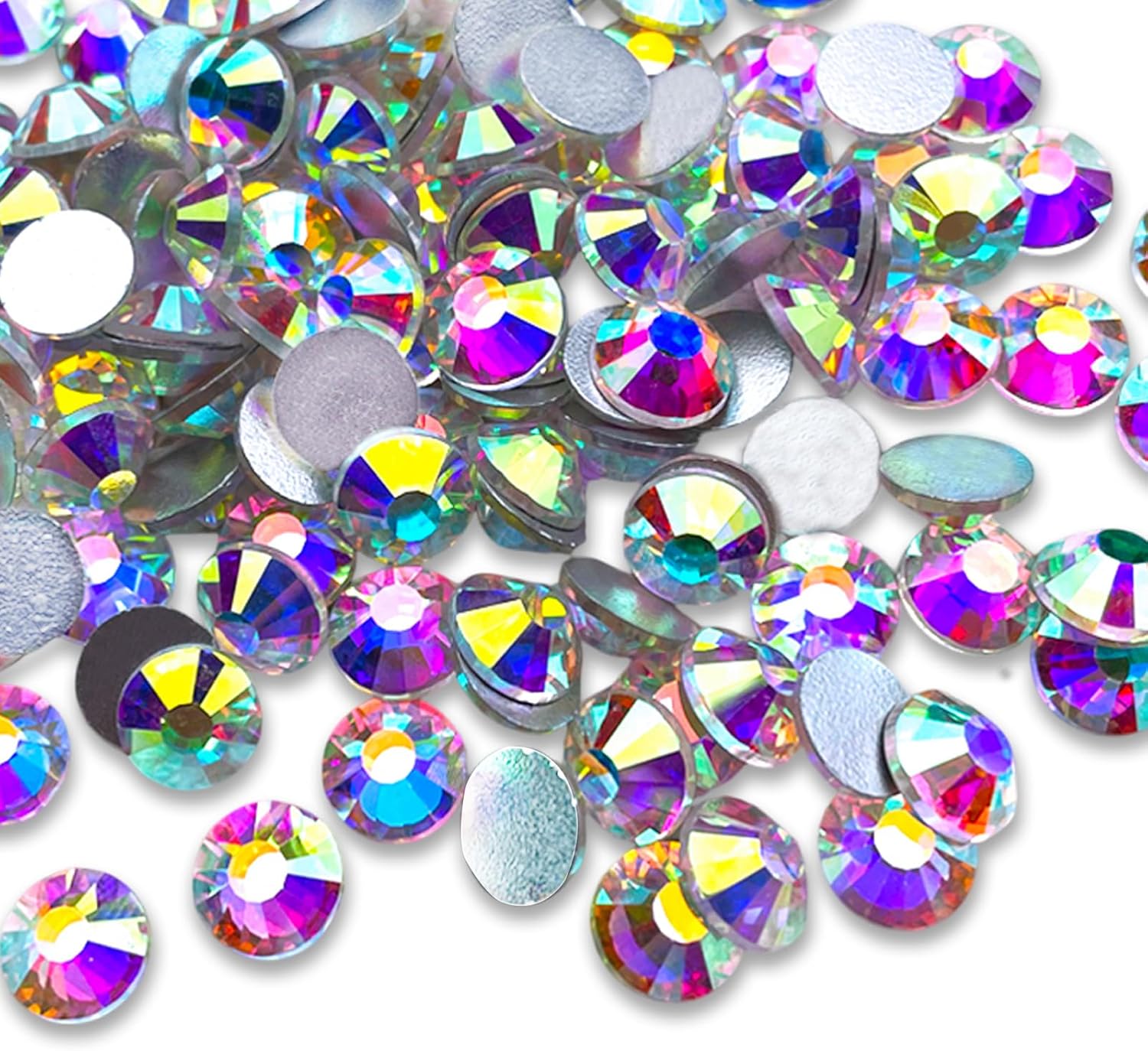 Flatback rhinestones and glue on crystals